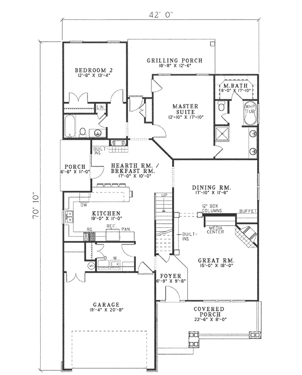 Architectural House Design - Cottage Floor Plan - Main Floor Plan #17-2065
