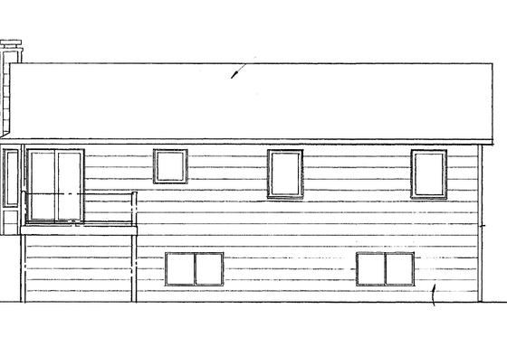 Exterior - Rear Elevation for Traditional House Plan #58-222 - 3 bed, 2 bath