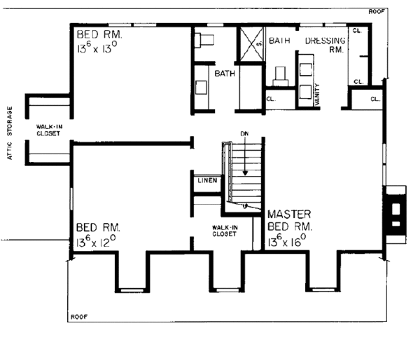 House Blueprint - Colonial Floor Plan - Upper Floor Plan #72-577