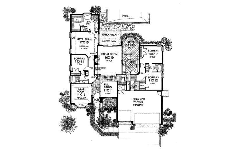 Architectural House Design - Floor Plan - Main Floor for Country House Plan #310-1191 - 4 bed, 3 bath