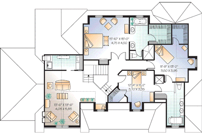 Home Plan - Floor Plan - Upper Floor for Country House Plan #23-655 - 3 bed, 2.5 bath