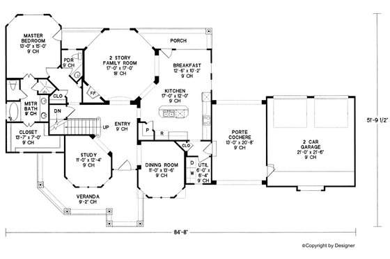 Floor Plan - Main Floor for Victorian House Plan #20-938 - 4 bed, 3.5 bath
