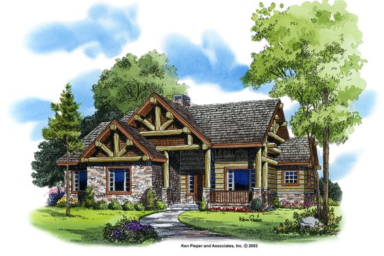 Exterior - Front Elevation 3 for Country House Plan #942-27 - 3 bed, 2 bath