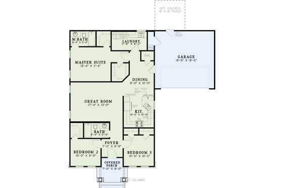 Floor Plan - Main Floor for Country House Plan #17-2906 - 3 bed, 2 bath