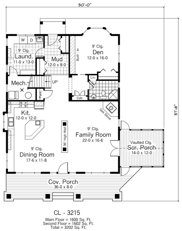 Architectural House Design - Farmhouse Floor Plan - Main Floor Plan #51-306
