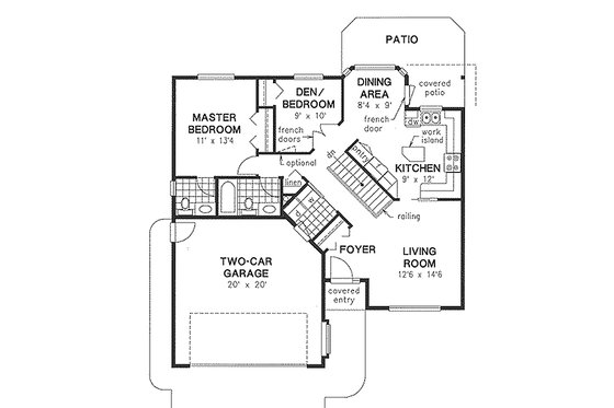 Floor Plan - Main Floor for Ranch House Plan #18-1012 - 2 bed, 1.5 bath