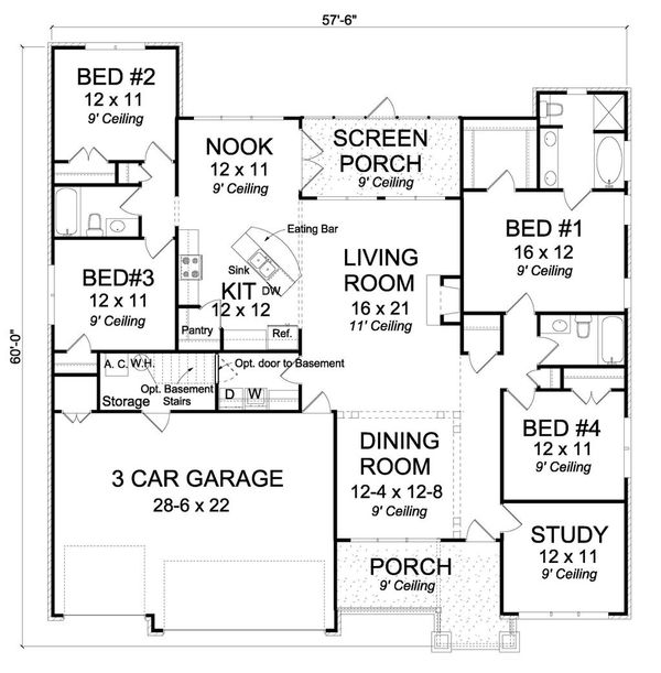 Traditional Floor Plan - Main Floor Plan #513-2068