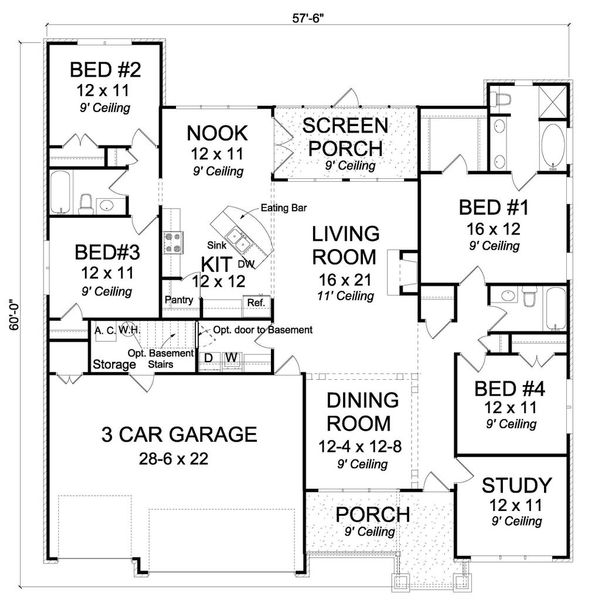 Home Plan - Traditional Floor Plan - Main Floor Plan #513-2068