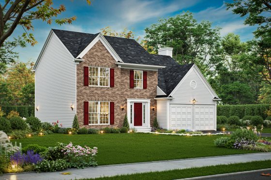 Exterior - Front Elevation 4 for Colonial House Plan #54-712 - 4 bed, 2 bath