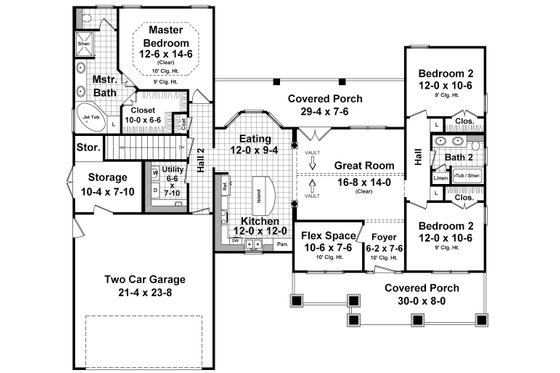 Floor Plan - Main Floor for Country House Plan #21-459 - 3 bed, 2 bath
