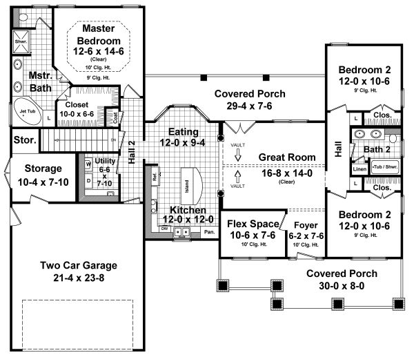 Architectural House Design - Country Floor Plan - Main Floor Plan #21-459