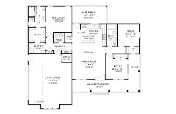 House Blueprint - Farmhouse Floor Plan - Main Floor Plan #1074-127