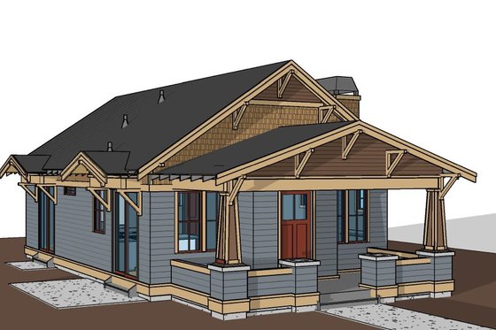 Exterior - Front Elevation 4 for Craftsman House Plan #895-160 - 2 bed, 2 bath