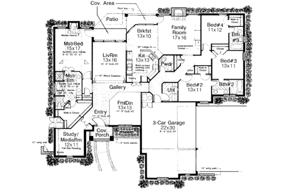 Floor Plan - Main Floor for European House Plan #310-209 - 4 bed, 3.5 bath