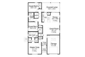 Floor Plan - Main Floor for Southern House Plan #938-104 - 3 bed, 2 bath