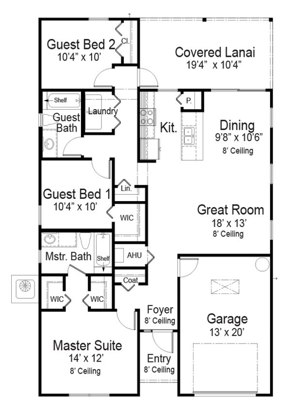 Architectural House Design - Southern Floor Plan - Main Floor Plan #938-104