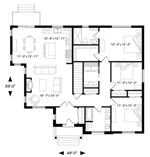 Home Plan - Craftsman Floor Plan - Main Floor Plan #23-2667