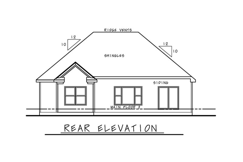 Home Plan - Exterior - Rear Elevation for Ranch House Plan #20-2312 - 3 bed, 2 bath