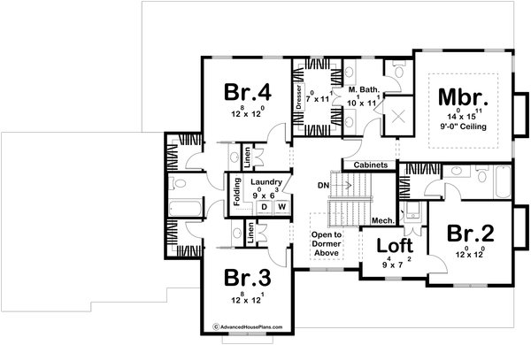 Home Plan - Southern Floor Plan - Upper Floor Plan #455-551