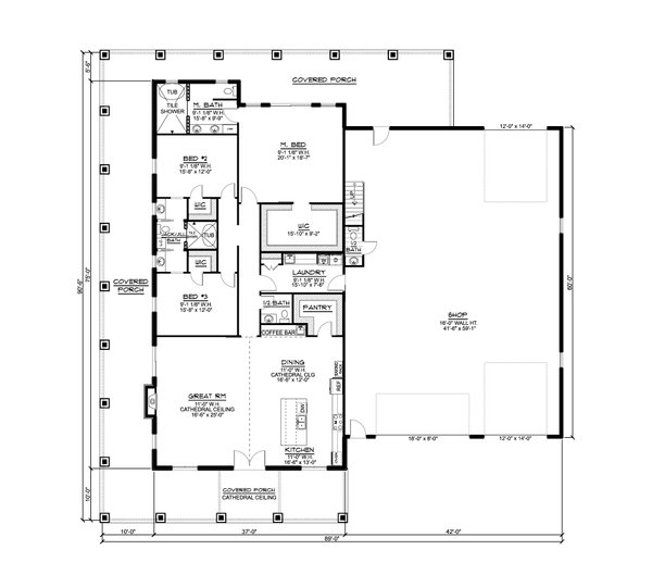House Design - Barndominium Floor Plan - Main Floor Plan #1064-204