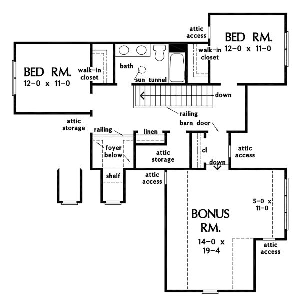 Architectural House Design - Cottage Floor Plan - Upper Floor Plan #929-1104
