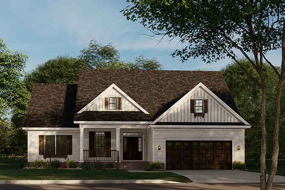 Exterior - Front Elevation for Country House Plan #17-647 - 3 bed, 2 bath