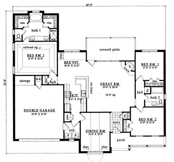 Traditional Style House Plan - 3 Beds 2 Baths 1865 Sq/Ft Plan #42-252 ...