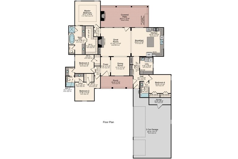 House Blueprint - Floor Plan - Main Floor for Traditional House Plan #1081-19 - 4 bed, 3 bath