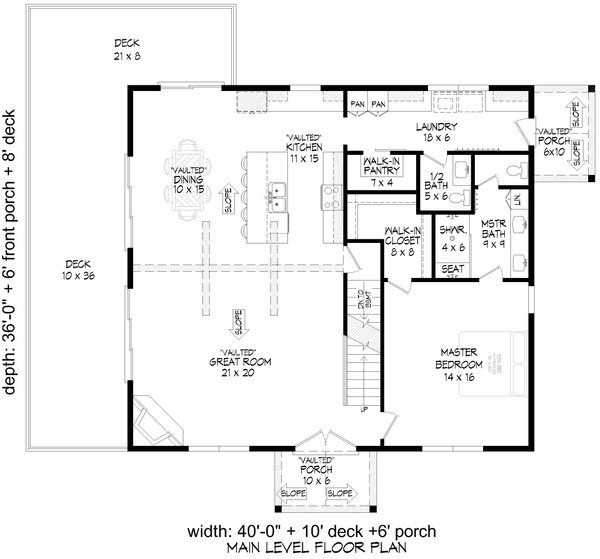 Prairie Floor Plan - Main Floor Plan #932-1008