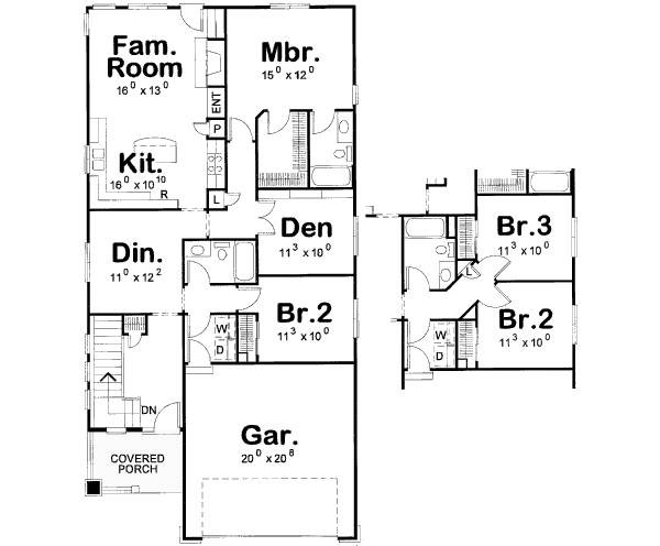 House Design - Farmhouse Floor Plan - Main Floor Plan #20-1669