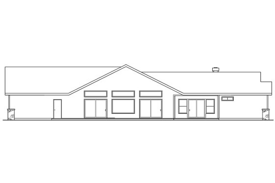 Exterior - Rear Elevation for Ranch House Plan #124-340 - 3 bed, 2.5 bath
