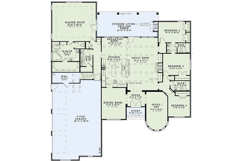 Home Plan - Floor Plan - Main Floor for European House Plan #17-2440 - 4 bed, 3 bath