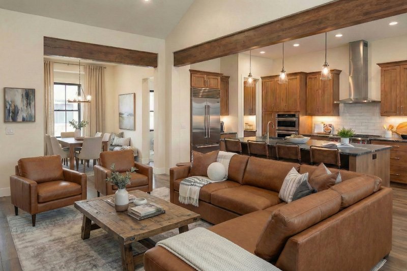 House Design - Interior - Family Room for Farmhouse House Plan #120-297 - 4 bed, 3.5 bath