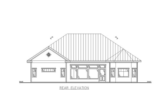 Exterior - Rear Elevation for Ranch House Plan #117-906 - 3 bed, 2 bath