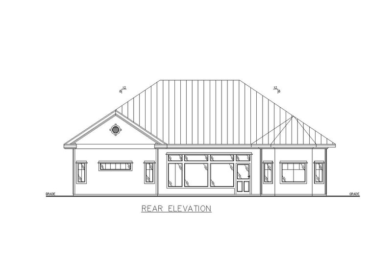 Architectural House Design - Exterior - Rear Elevation for Ranch House Plan #117-906 - 3 bed, 2 bath