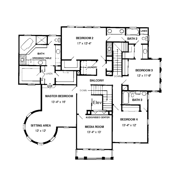 House Blueprint - Bungalow Floor Plan - Upper Floor Plan #410-173
