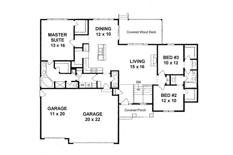 House Design - Floor Plan - Main Floor for Traditional House Plan #58-237 - 3 bed, 2.5 bath
