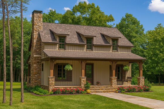 Exterior - Front Elevation 3 for Country House Plan #17-2521 - 3 bed, 2.5 bath