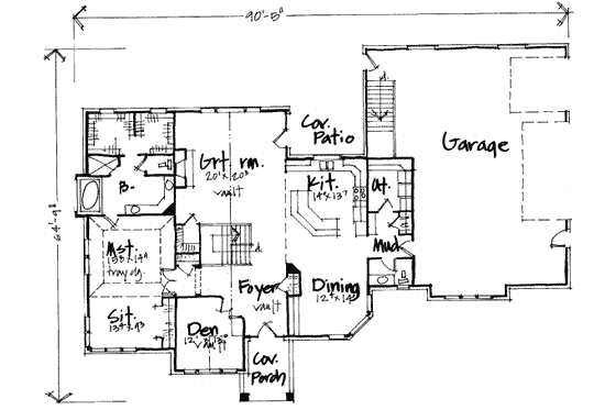 Floor Plan - Main Floor for Traditional House Plan #308-244 - 4 bed, 3.5 bath
