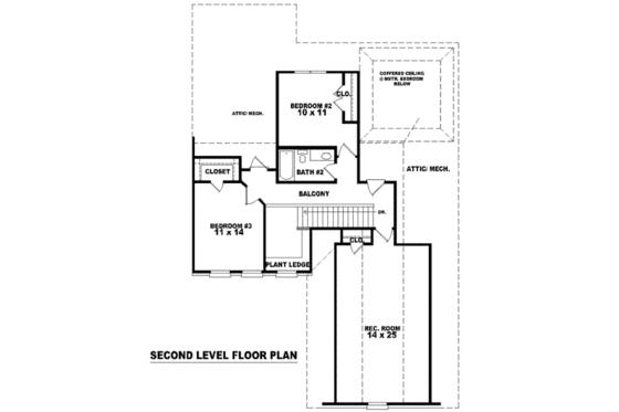 Floor Plan - Upper Floor for European House Plan #81-788 - 3 bed, 2.5 bath