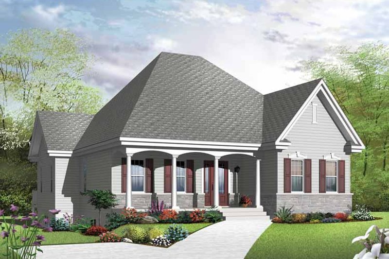 Architectural House Design - Exterior - Front Elevation 3 for Country House Plan #23-2500 - 2 bed, 1 bath