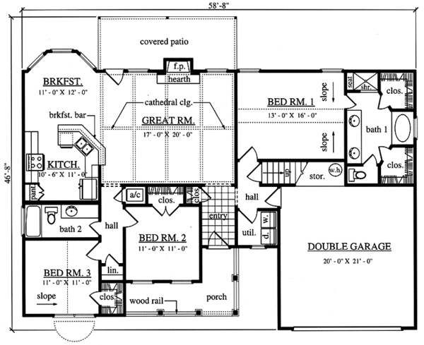 House Plan Design - Country Floor Plan - Main Floor Plan #42-715
