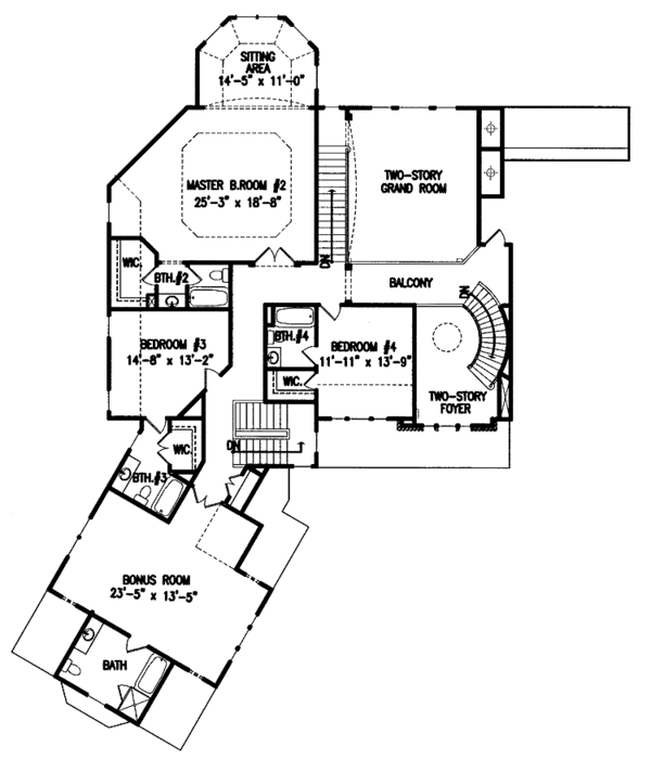 House Design - Country Floor Plan - Upper Floor Plan #54-185