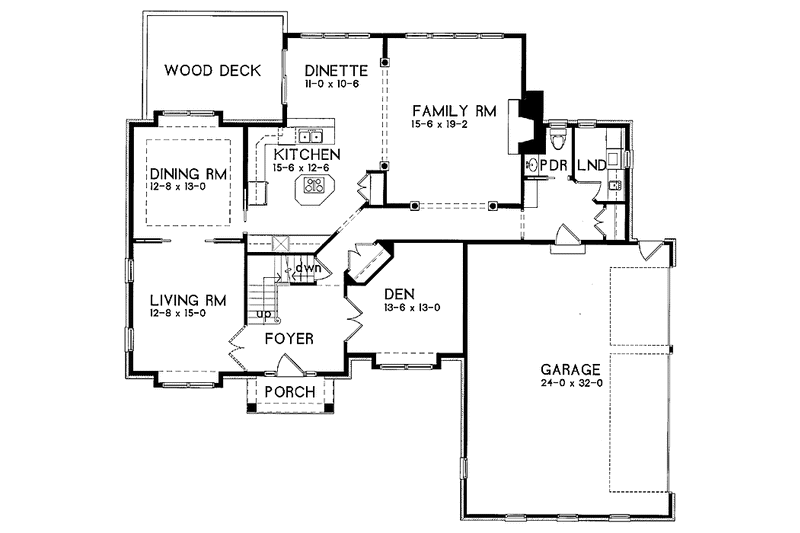House Blueprint - Floor Plan - Main Floor for Country House Plan #328-203 - 4 bed, 2.5 bath