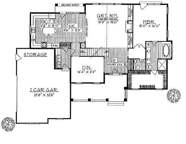 House Plan Design - Country Floor Plan - Main Floor Plan #70-1334