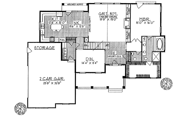 House Blueprint - Floor Plan - Main Floor for Country House Plan #70-1334 - 3 bed, 2.5 bath