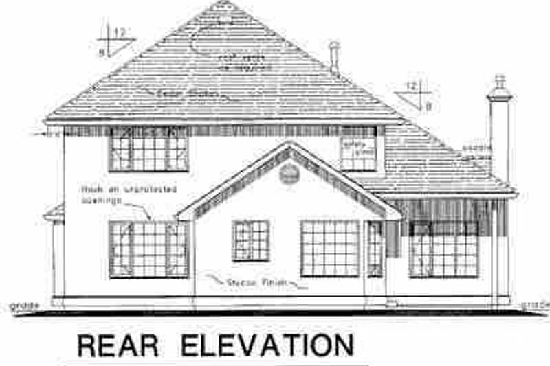 Home Plan - Exterior - Rear Elevation for European House Plan #18-236 - 3 bed, 2.5 bath