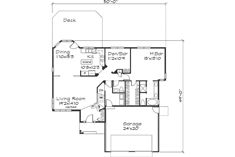 Home Plan - Floor Plan - Main Floor for Mediterranean House Plan #320-534 - 4 bed, 2.5 bath