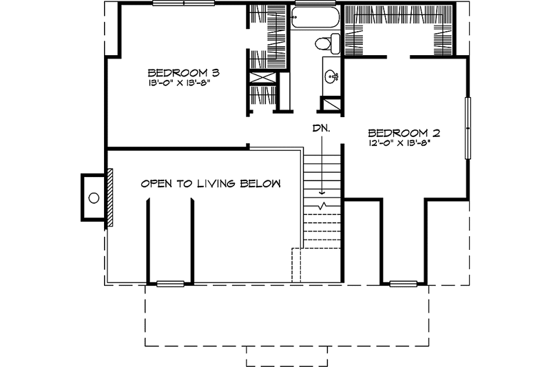Architectural House Design - Floor Plan - Upper Floor for Country House Plan #140-175 - 3 bed, 2.5 bath