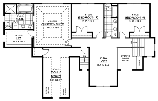 House Plan Design - Traditional Floor Plan - Upper Floor Plan #51-660